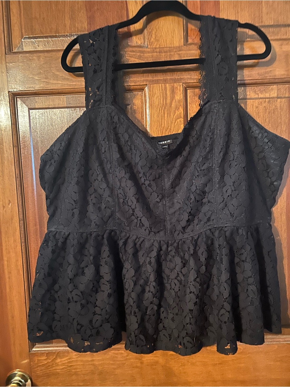 torrid Black Floral Lace Peplum Camisole